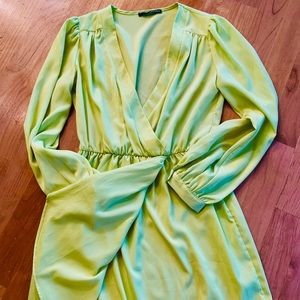Neon green, fully lined dress